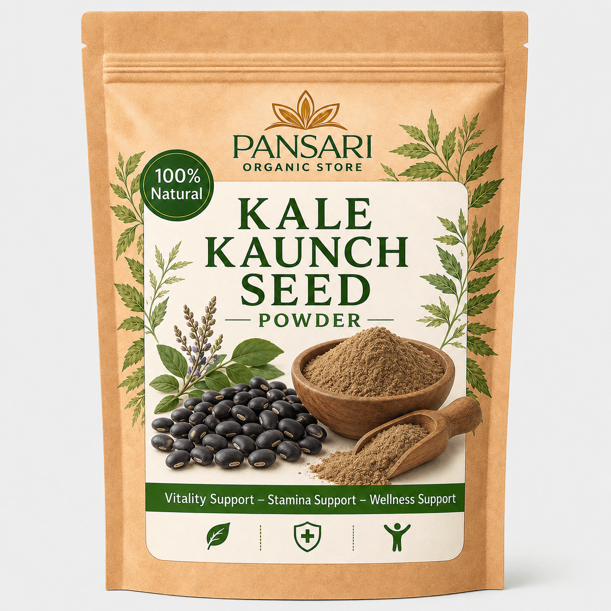 Pansari Pro Pure Kala Kaunch Powder Black Mucuna pouch
